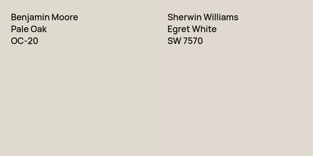 Benjamin Moore Pale Oak vs. Sherwin Williams Egret White