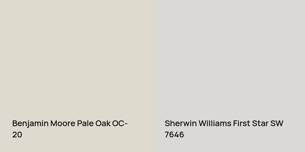 Benjamin Moore Pale Oak vs. Sherwin Williams First Star