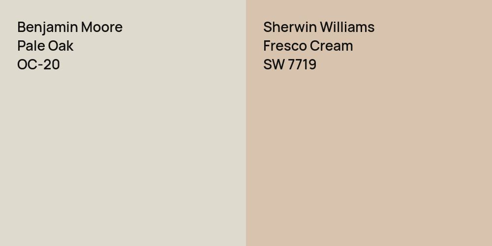 Benjamin Moore Pale Oak vs. Sherwin Williams Fresco Cream