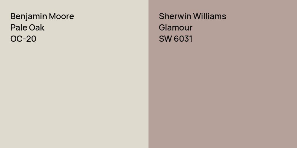 Benjamin Moore Pale Oak vs. Sherwin Williams Glamour