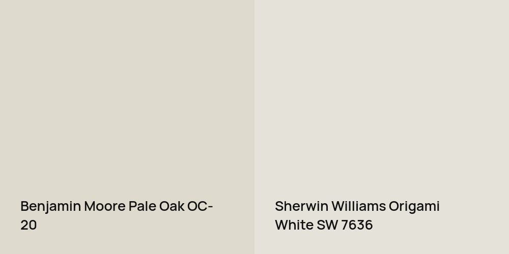 Benjamin Moore Pale Oak vs. Sherwin Williams Origami White