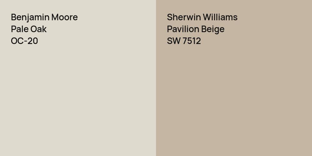 Benjamin Moore Pale Oak vs. Sherwin Williams Pavilion Beige