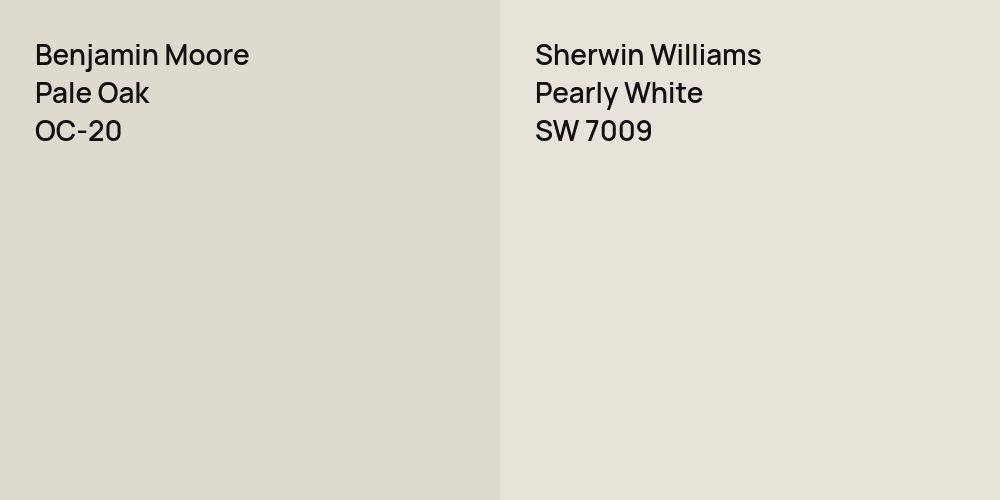 Benjamin Moore Pale Oak vs. Sherwin Williams Pearly White