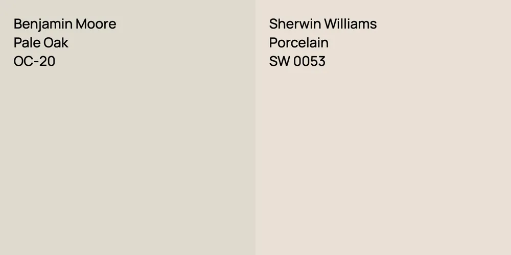 Benjamin Moore Pale Oak vs. Sherwin Williams Porcelain