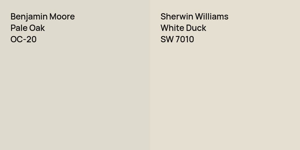 Benjamin Moore Pale Oak vs. Sherwin Williams White Duck