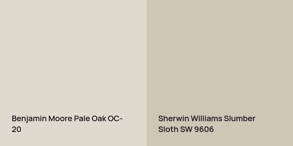 Benjamin Moore Pale Oak vs. Sherwin Williams Slumber Sloth