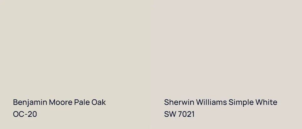 Benjamin Moore Pale Oak OC-20 vs Sherwin Williams Simple White SW 7021