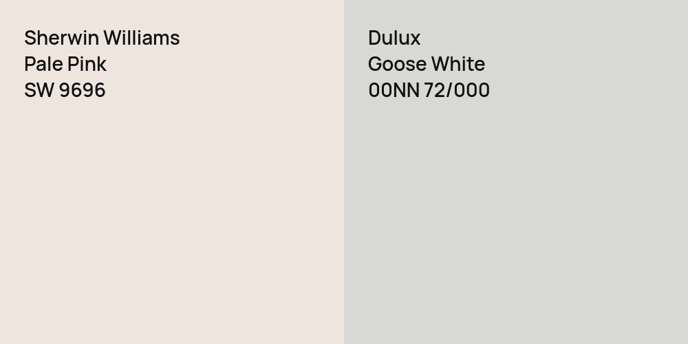 Sherwin Williams Pale Pink vs. Dulux Goose White