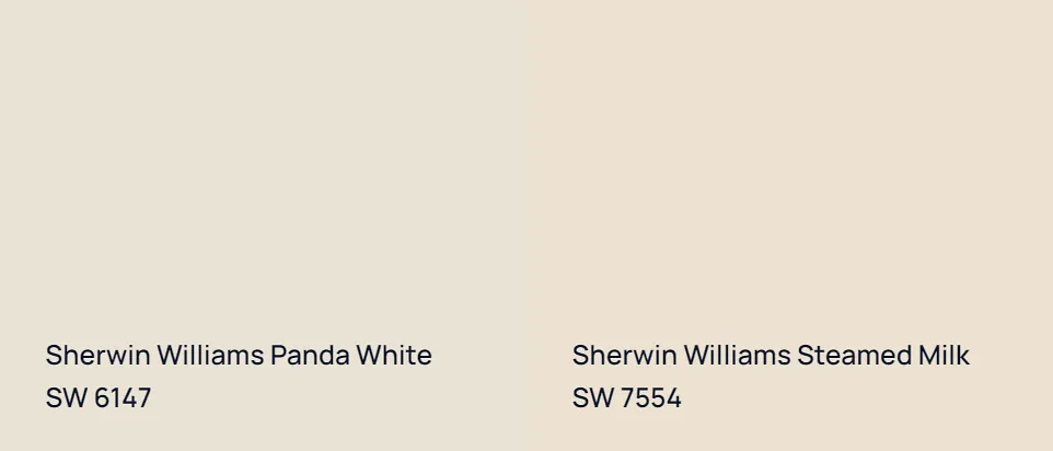 Sherwin Williams Panda White SW 6147 vs Sherwin Williams Steamed Milk SW 7554