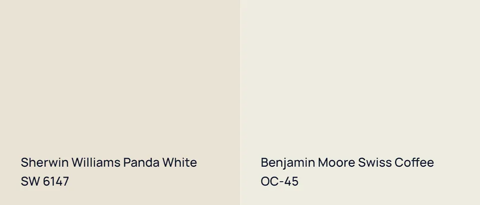Sherwin Williams Panda White SW 6147 vs Benjamin Moore Swiss Coffee OC-45