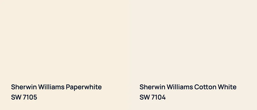 Sherwin Williams Paperwhite SW 7105 vs Sherwin Williams Cotton White SW 7104