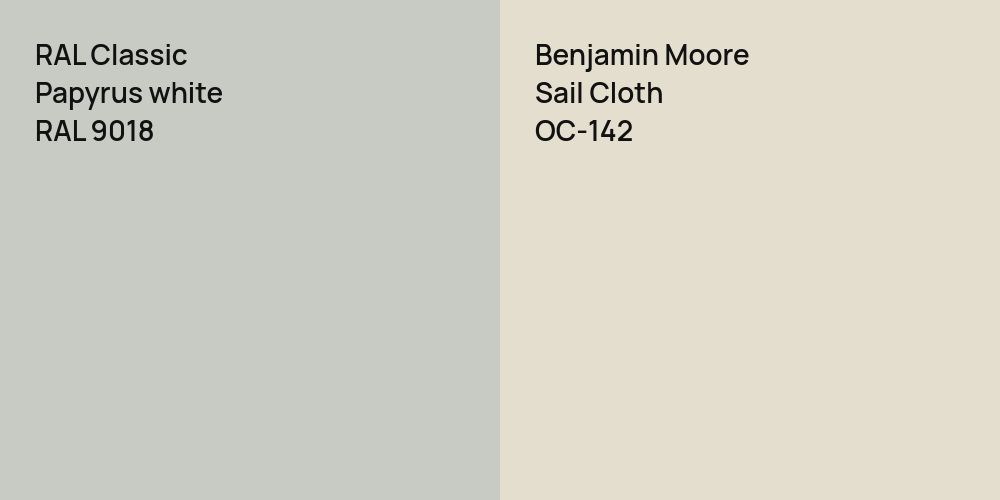 RAL Classic Papyrus white vs. Benjamin Moore Sail Cloth