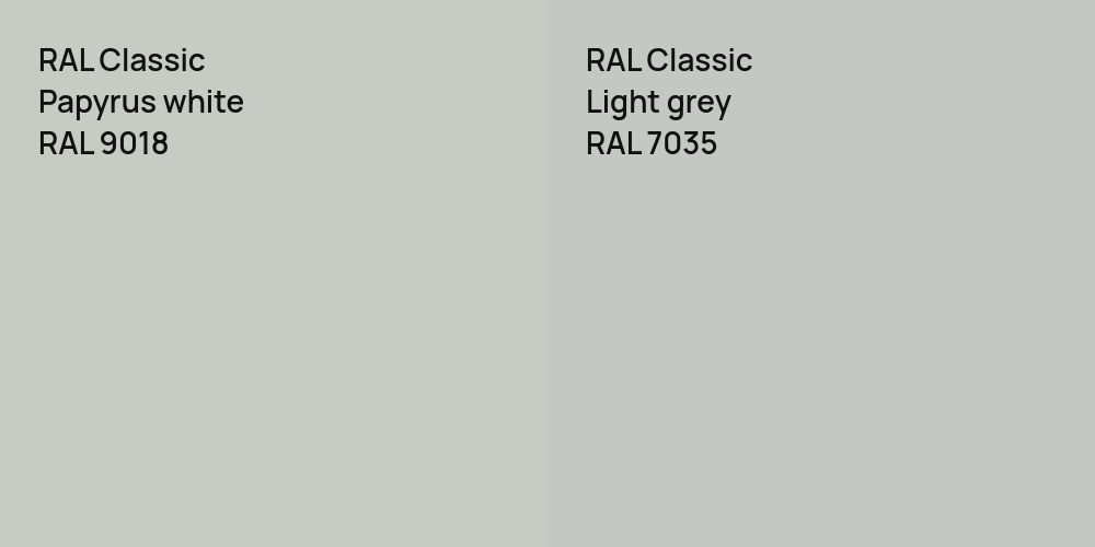 RAL Classic Papyrus white vs. RAL Classic  Light grey