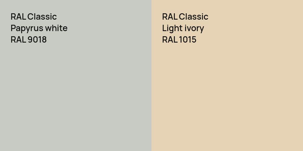 RAL Classic Papyrus white vs. RAL Classic  Light ivory