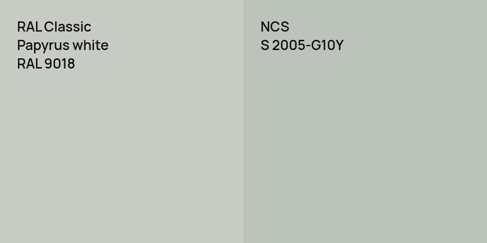 RAL Classic Papyrus white vs. NCS S 2005-G10Y