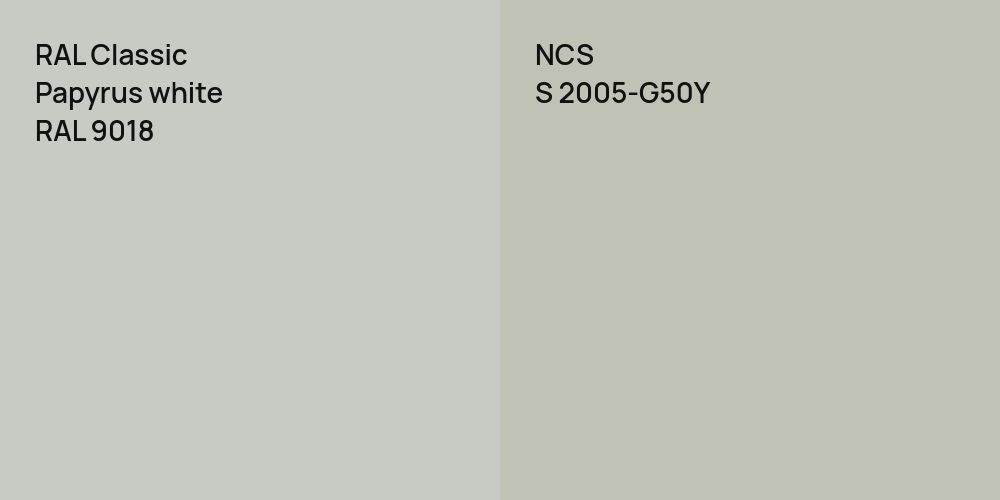 RAL Classic Papyrus white vs. NCS S 2005-G50Y