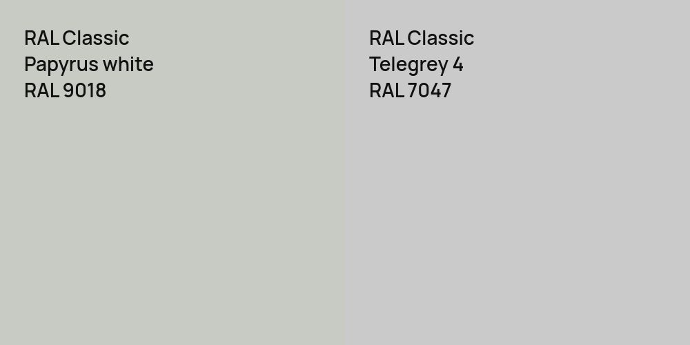 RAL Classic Papyrus white vs. RAL Classic Telegrey 4