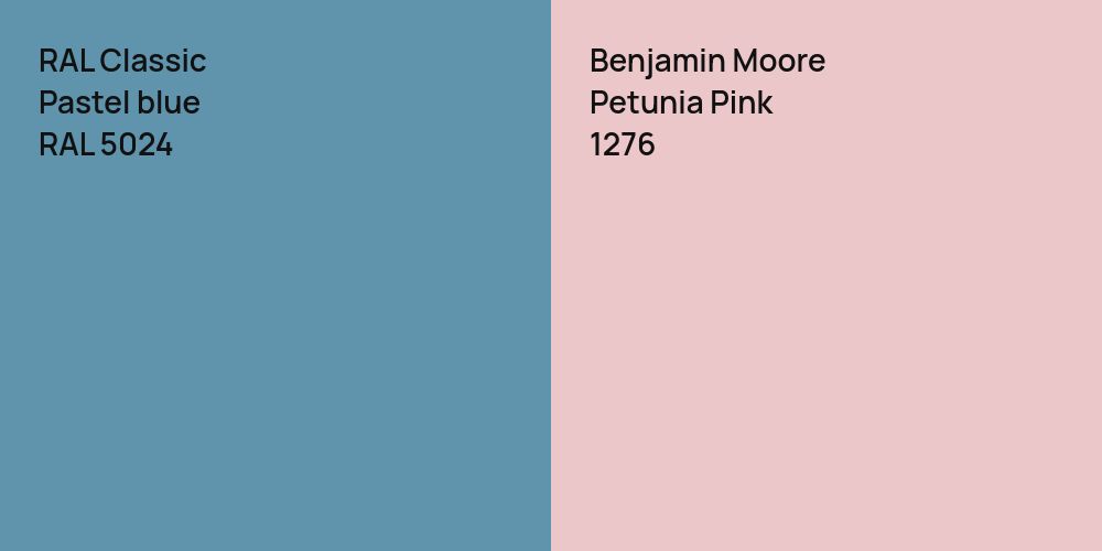 RAL Classic Pastel blue vs. Benjamin Moore Petunia Pink