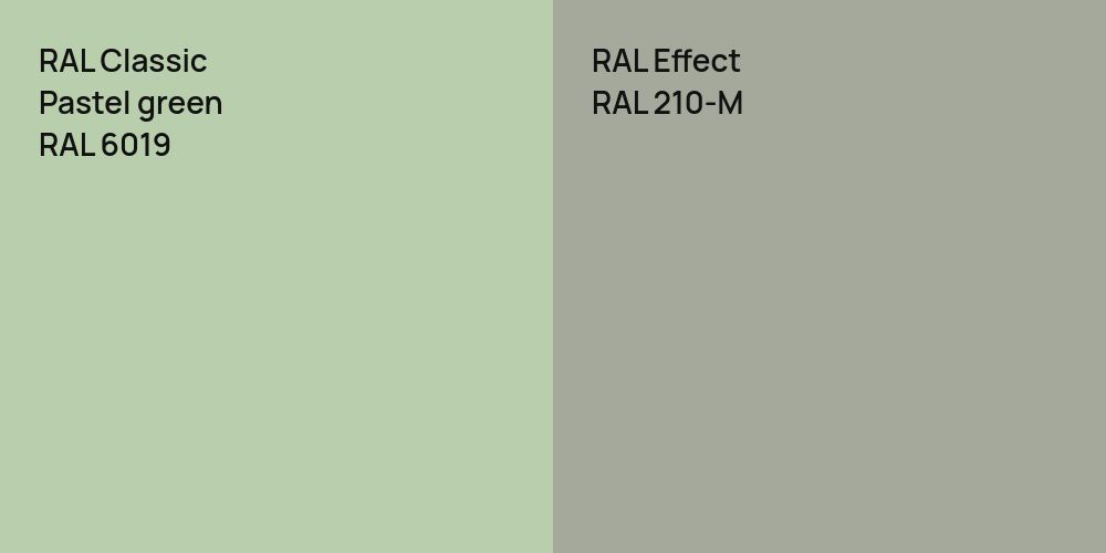 RAL Classic  Pastel green vs. RAL Effect RAL 210-M