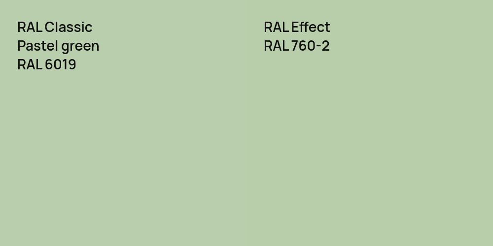 RAL Classic  Pastel green vs. RAL Effect RAL 760-2