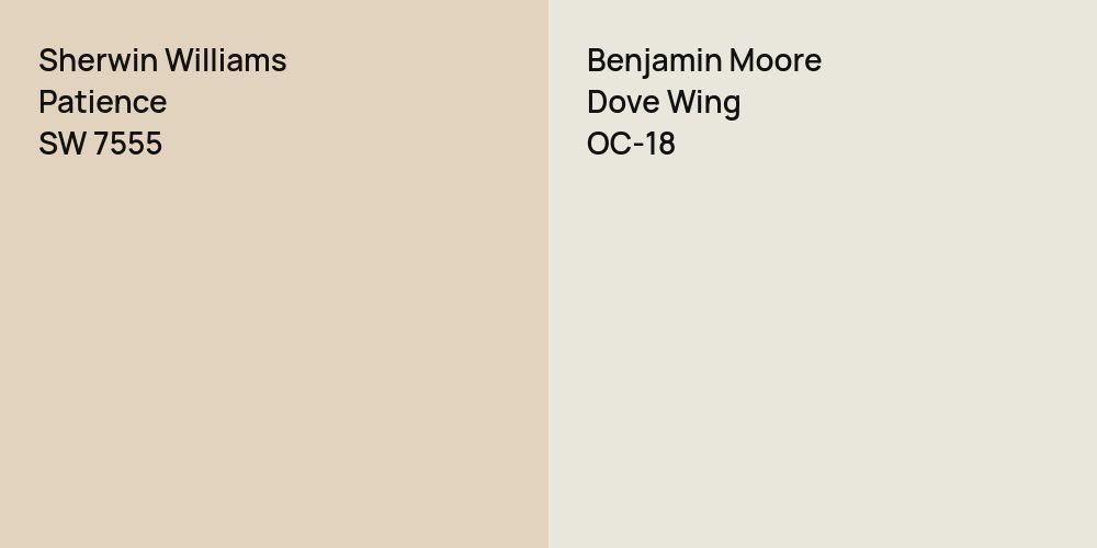 Sherwin Williams Patience vs. Benjamin Moore Dove Wing