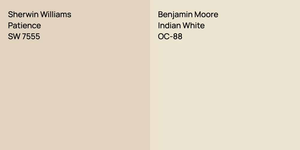 Sherwin Williams Patience vs. Benjamin Moore Indian White