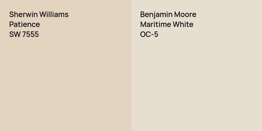 Sherwin Williams Patience vs. Benjamin Moore Maritime White