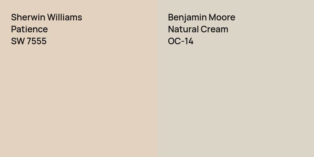 Sherwin Williams Patience vs. Benjamin Moore Natural Cream