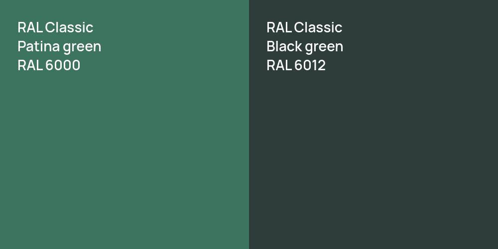 RAL Classic  Patina green vs. RAL Classic  Black green