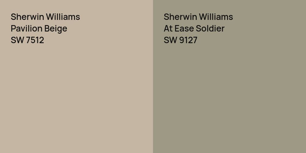 Sherwin Williams Pavilion Beige vs. Sherwin Williams At Ease Soldier