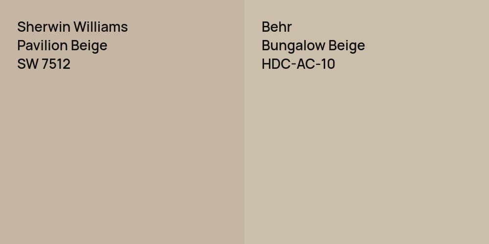 Sherwin Williams Pavilion Beige vs. Behr Bungalow Beige