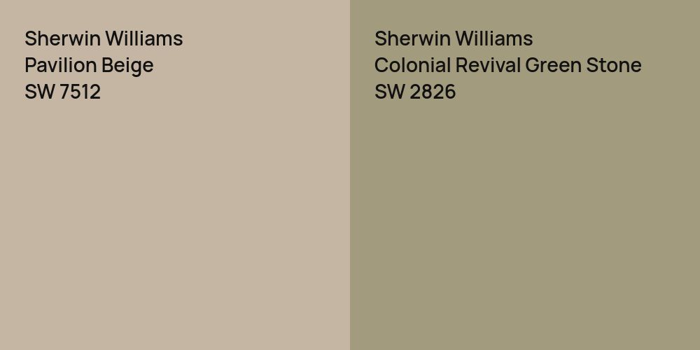 Sherwin Williams Pavilion Beige vs. Sherwin Williams Colonial Revival Green Stone