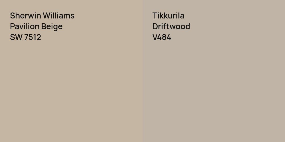 Sherwin Williams Pavilion Beige vs. Tikkurila Driftwood