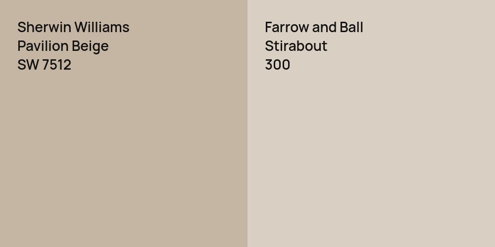 Sherwin Williams Pavilion Beige vs. Farrow and Ball Stirabout