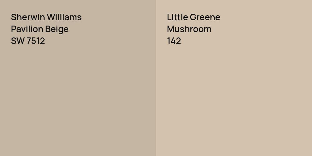 Sherwin Williams Pavilion Beige vs. Little Greene Mushroom