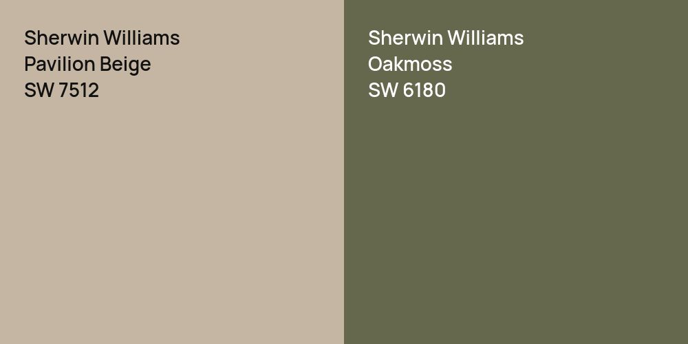 Sherwin Williams Pavilion Beige vs. Sherwin Williams Oakmoss