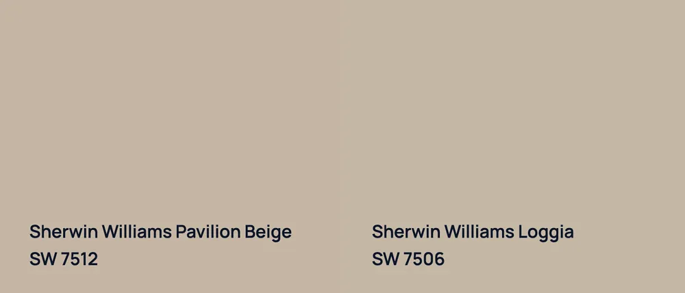 Sherwin Williams Pavilion Beige SW 7512 vs Sherwin Williams Loggia SW 7506