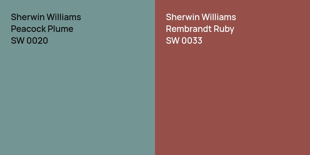 Sherwin Williams Peacock Plume vs. Sherwin Williams Rembrandt Ruby