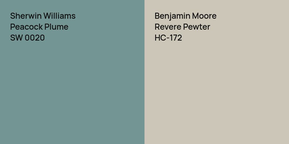 Sherwin Williams Peacock Plume vs. Benjamin Moore Revere Pewter