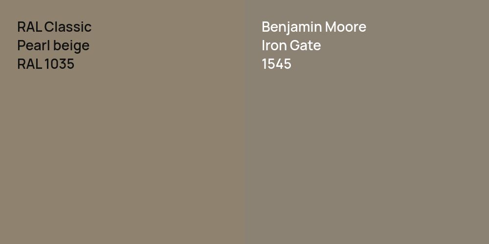 RAL Classic  Pearl beige vs. Benjamin Moore Iron Gate