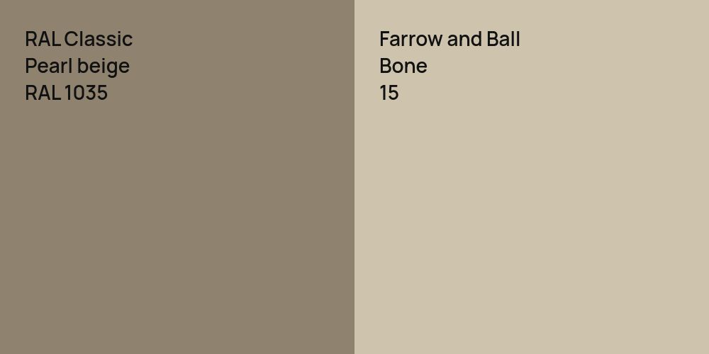 RAL Classic  Pearl beige vs. Farrow and Ball Bone