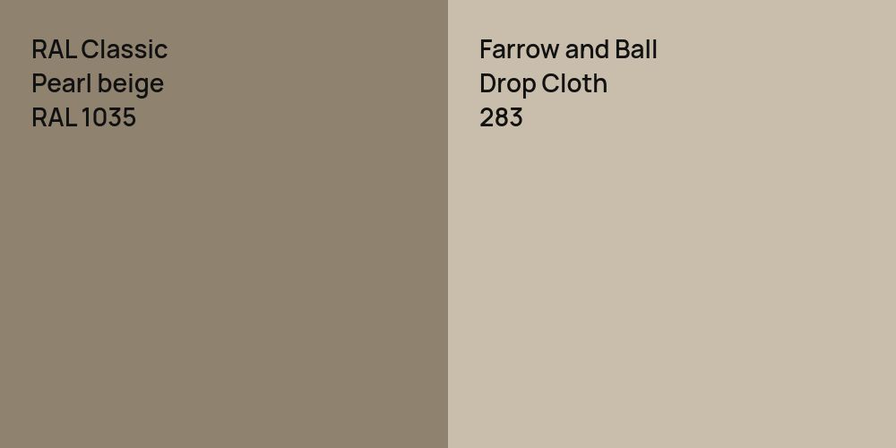 RAL Classic  Pearl beige vs. Farrow and Ball Drop Cloth