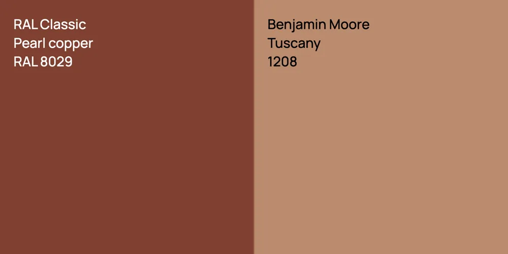 RAL Classic  Pearl copper vs. Benjamin Moore Tuscany