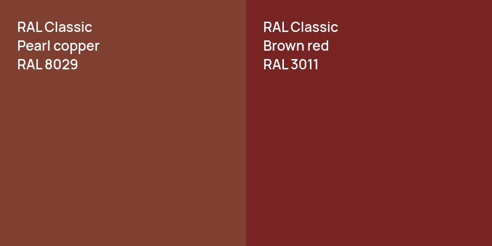 RAL Classic  Pearl copper vs. RAL Classic  Brown red