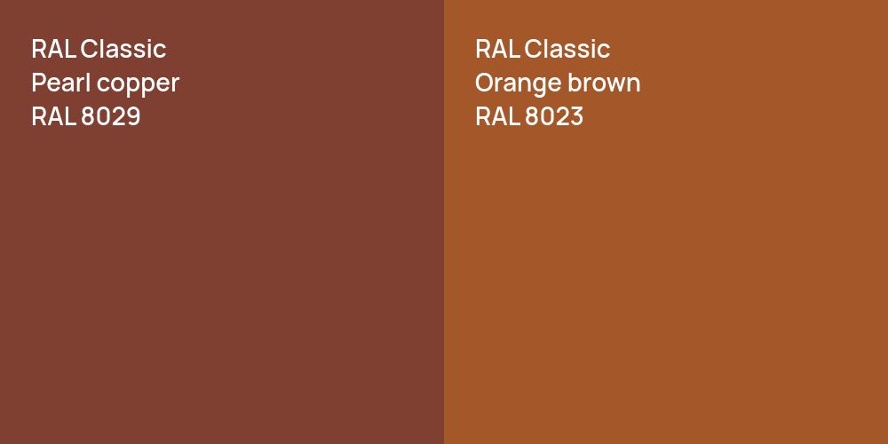 RAL Classic  Pearl copper vs. RAL Classic  Orange brown