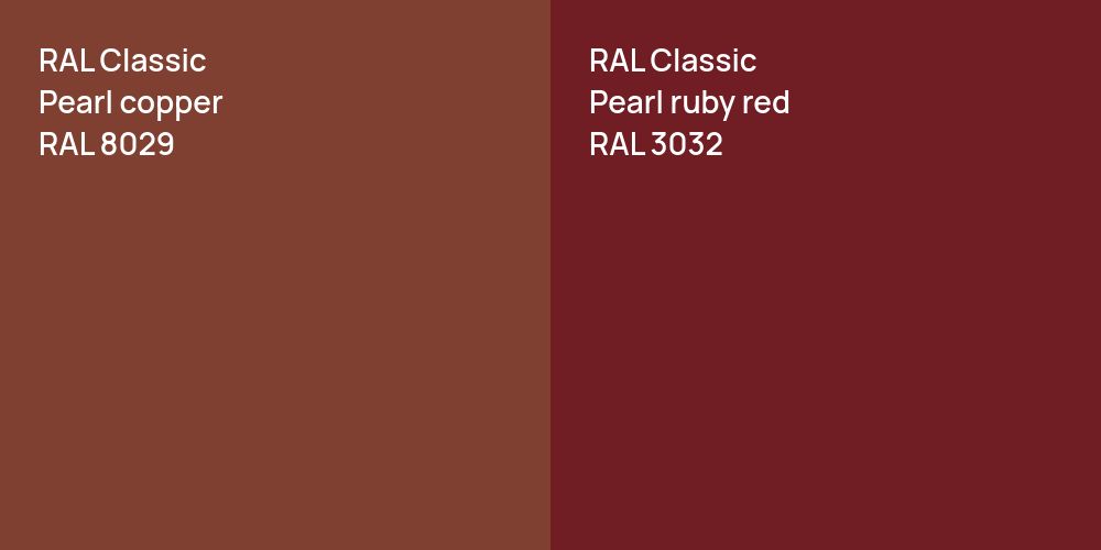 RAL Classic  Pearl copper vs. RAL Classic  Pearl ruby red