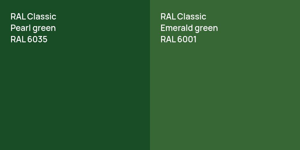 RAL Classic  Pearl green vs. RAL Classic  Emerald green