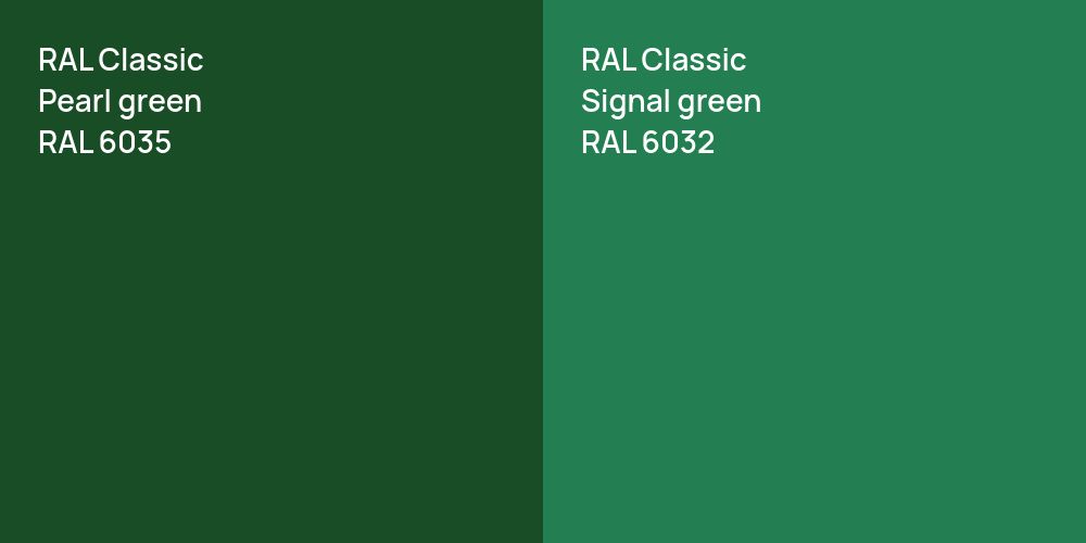 RAL Classic  Pearl green vs. RAL Classic  Signal green