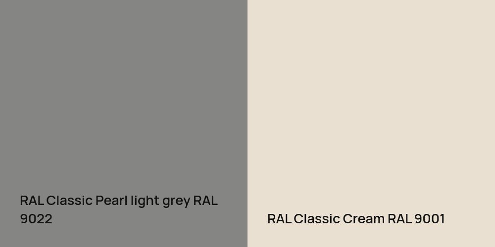 RAL Classic  Pearl light grey vs. RAL Classic  Cream