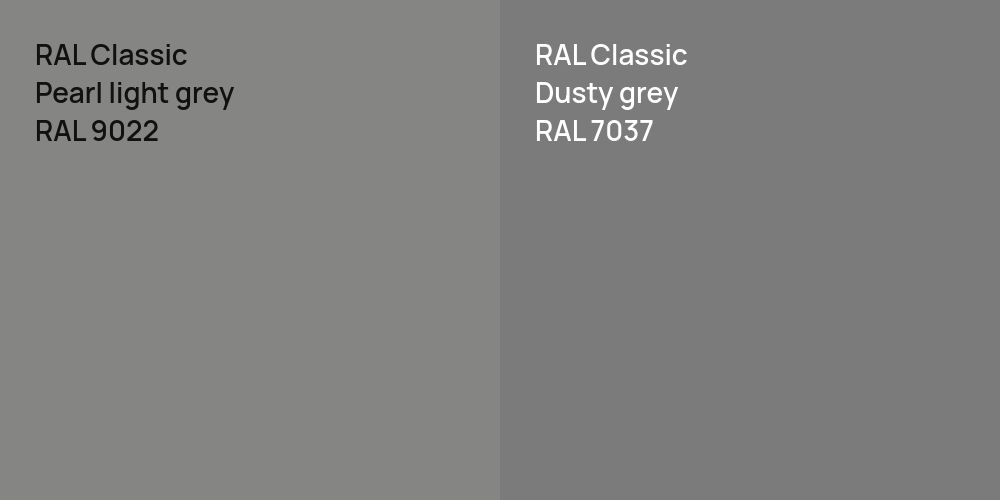 RAL Classic  Pearl light grey vs. RAL Classic  Dusty grey